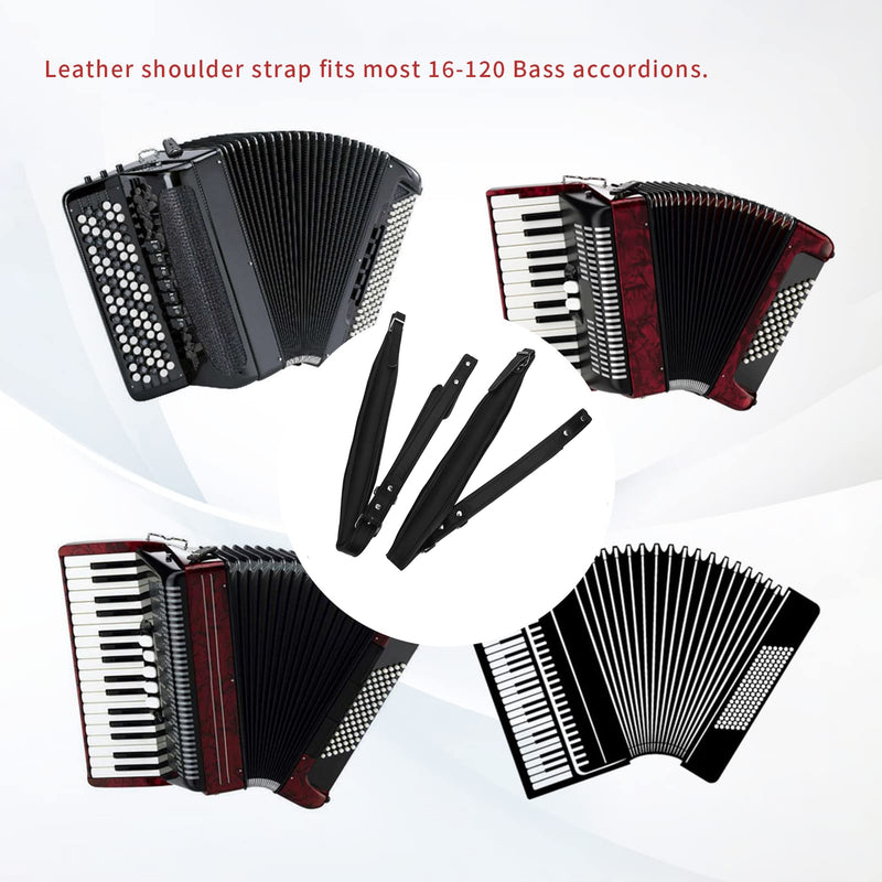 [AUSTRALIA] - Gugxiom Black Accordion Straps, Leather Soft PU Accordion Straps, Adjustable Accordion Shoulder Belt, Musical Instrument Accessories, for Most Accordions with 16-120 Bass (Black) 