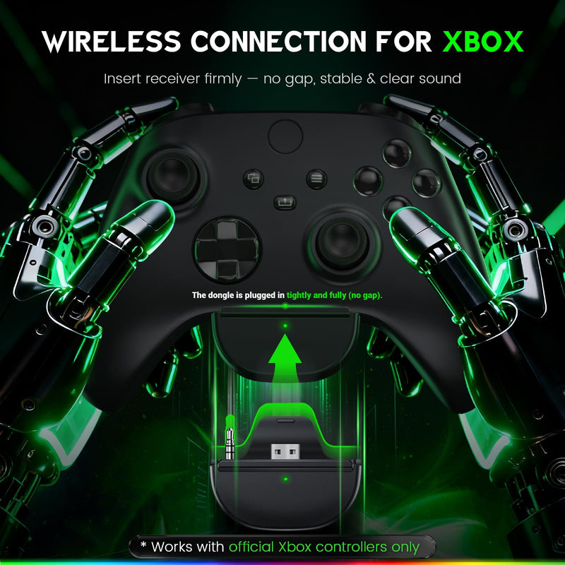 WESEARY Wireless Gaming Headset for Xbox Series X|S, 2.4GHz Ultra-Low Latency Headset with Noise Cancelling Mic for PC, PS5, PS4, Switch, Mac, 3D Surround Sound, Bluetooth 5.4, 50H Battery Raven Black