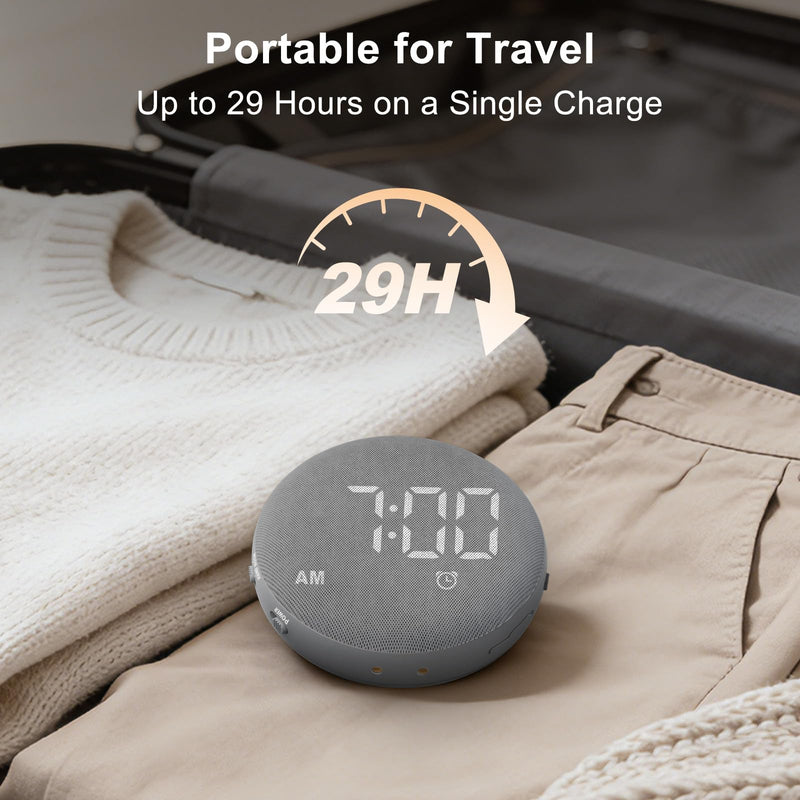 [AUSTRALIA] - SolaceRise Super Loud Alarm Clock for Heavy Sleepers: Vibrating Digital Auto-Dim Clock with Bed Shaker for Hearing Impaired - Portable Rechargeable Battery for Bedroom Travel Dorm - Gray 