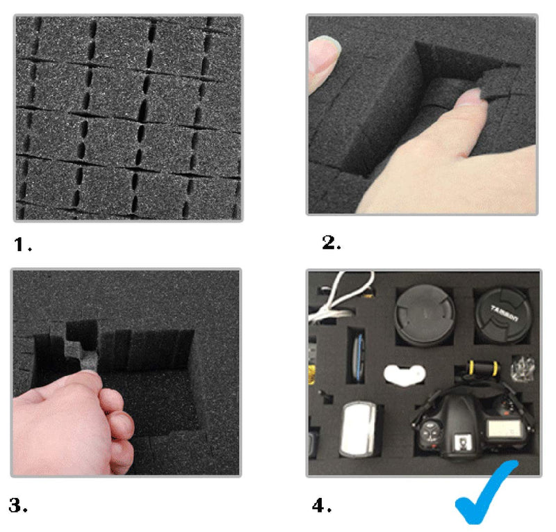 Small Hard Carrying Case with Pluck Foam Interior for iPhone, GoPro, Camera, and More- 9.3 x 7.5 x 2 Inches, Black 9.3" X 7.5" X 2"