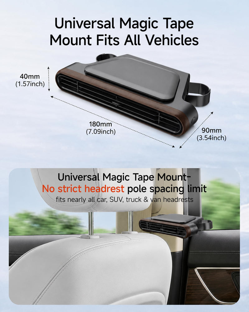 Car Seat Fan for Driver & Backseat- 2026 Upgraded USB Powered Headrest Fan with Aromatherapy, 3 Speeds Quiet Dual Turbo Cooling Fan for Baby Kids Dogs, Universal Fit for Most Cars (Large)