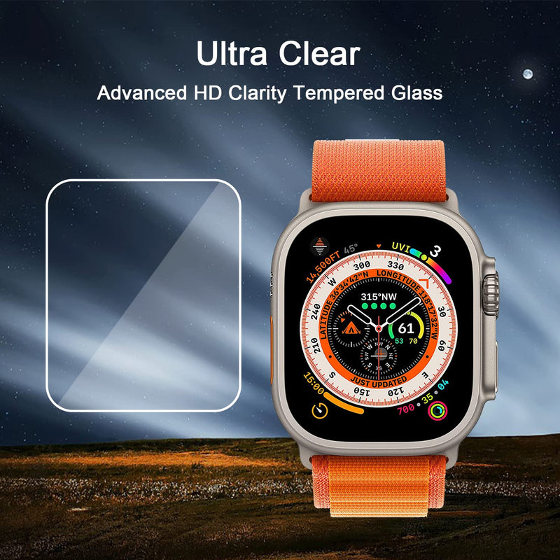 Ailun for Apple Watch Ultra 2/Ultra Screen Protector [49mm], Tempered Glass Film, Anti-Scratch, High Definition, Touch Sensitive[3 Pack][Clear] 49MM Clear