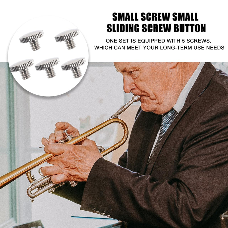 5 Pcs Trumpet Slide Finger Ring Screws, Metal Replacement Screws for Trumpet Piston Valve, Instrument Accessory for Repair and Maintenance