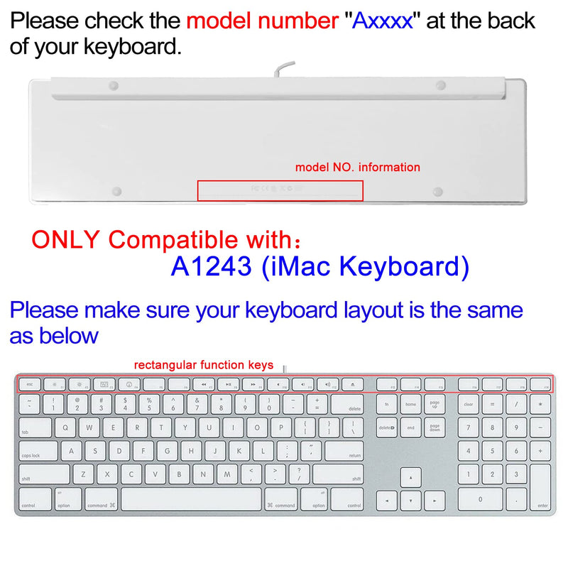 Silicone Keyboard Cover Skin for Apple iMac Keyboard with Numeric Keypad Wired USB MB110LL/B(Model: A1243), Cute Print, US Layout, Litter Flowers for Apple wired keyboard(Model: A1243)