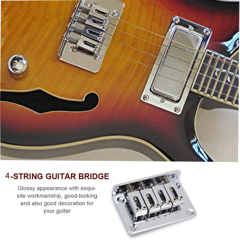 4-String Guitar Replacement Part for 4 String Cigarbox Electric Guitar Bass Inclued Top-Loading Hardtail Bridge Tuning Pegs Keys Control Knobs Strap Locks Screws Washers Chrome