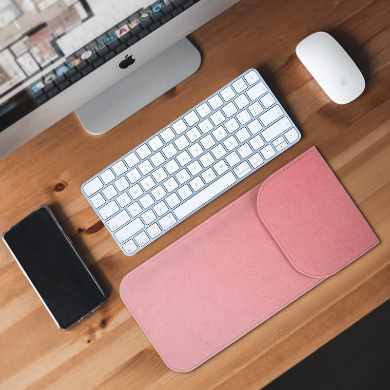 CaseBuy Premium Leather Keyboard Sleeve Cover for Apple iMac 24" M1 Chip Magic Keyboard w/Out Touch ID A2449 A2450 Apple Wireless Magic Keyboard 2 MLA22LL/A A1644 Keyboard Protective Case Bag, Pink