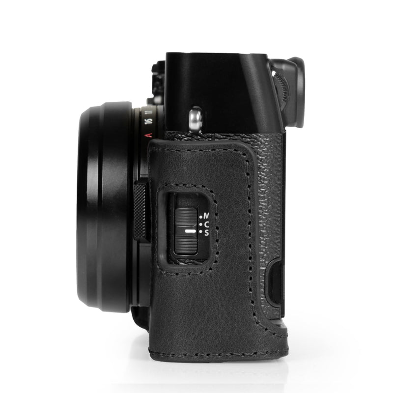MegaGear Ever Ready Genuine Leather Half Camera Case Compatible with Fujifilm X100VI - Black