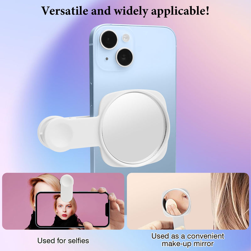 Phone Rear Camera Selfie Mirror - See How You Look in The Back Camera - for High Definition Photos (White)