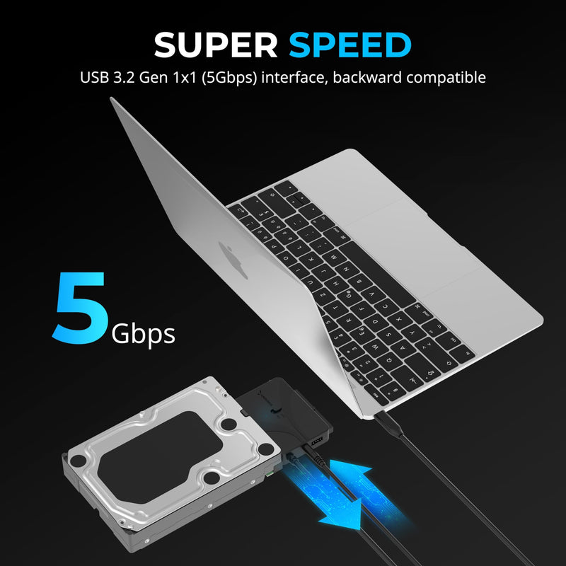 SABRENT USB-C to SATA/IDE Hard Drive Adapter, 2.5/3.5/5.25in (USB-DS12) | SSD/SATA/IDE converter; UL power supply; LED activity lights; up to 10TB support; hard drive reader Hard Drive Converter