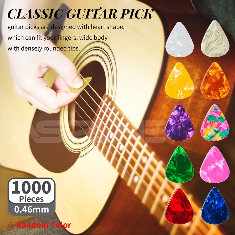 [AUSTRALIA] - Bulk Guitar Picks 1000Piece, Thin(0.46mm) Guitar Sampler Plectrums Celluloid Guitar Pick Acoustic Plectrum for Acoustic Guitar, Electric Guitar, Bass 0.46mm 1000Piece 