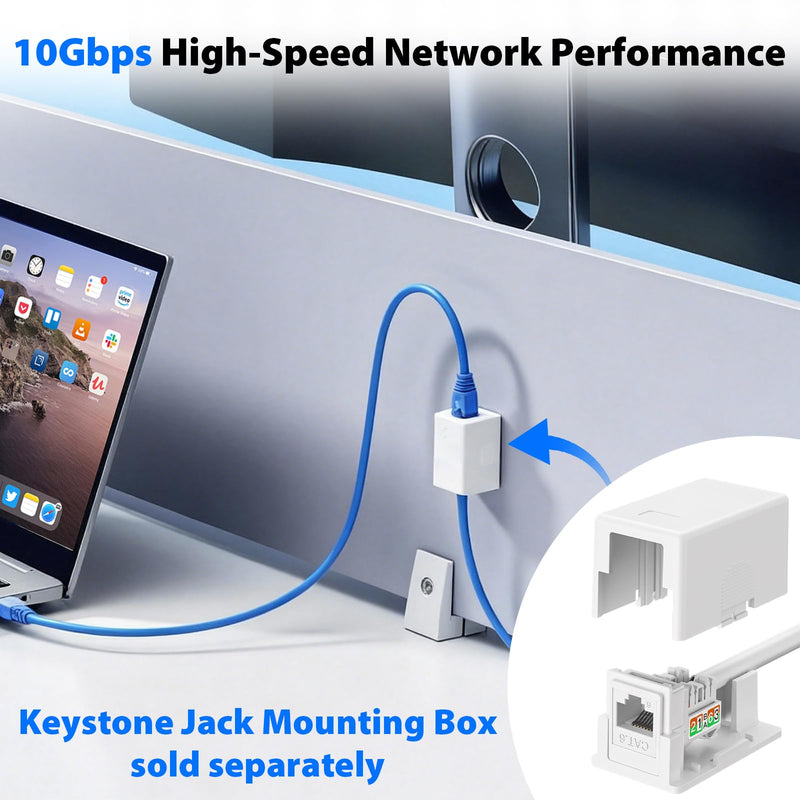 Cyberguys! 90° Cat6 Keystone Jacks, 10Gbps RJ45 Connectors Cat 6, 25-Pack | Keystone Jack Adapter Slim Profile 90° Angled Speed Termination Tool for Patch Panels & Wall Plates