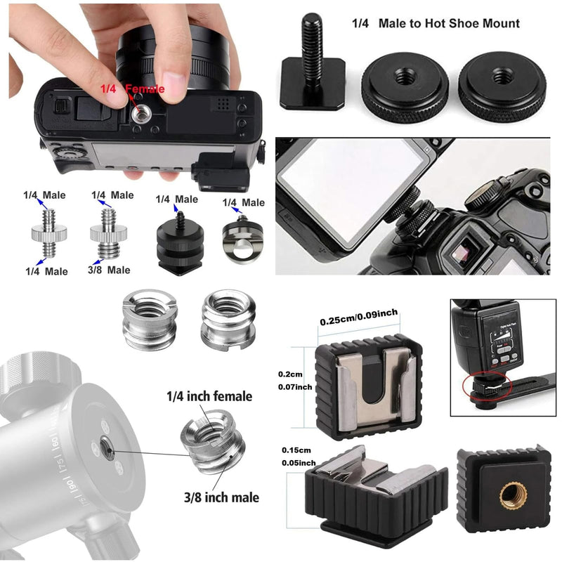 [AUSTRALIA] - 30Pack Camera Tripod Screw Mount Kit 1/4 to 3/8 Inch Adapter Threaded Converter 1/4" Swivel Ball Head and Hot Shoe E Clip for DSLR/Monopod/Flash Light/Quick Release Plate 