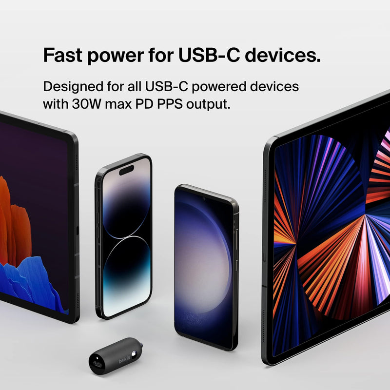 Belkin BoostCharge 30W USB-C Car Charger with 4-Port Extender | USB-C Power Delivery, universal compatibility, for iPhone 16, Galaxy S25, Note series, Nintendo Switch 2