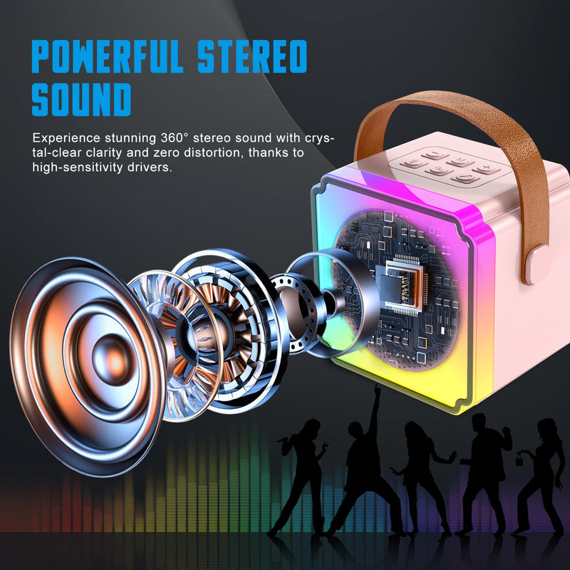 Mini Karaoke Machine for Kids with 2 Wireless Microphone for Kids, Kids Karaoke Machine for Girls Boys Kids Age 4-8-12, Kids Microphones for Singing, Toddler Karaoke Machine Girl(Pink) Pink