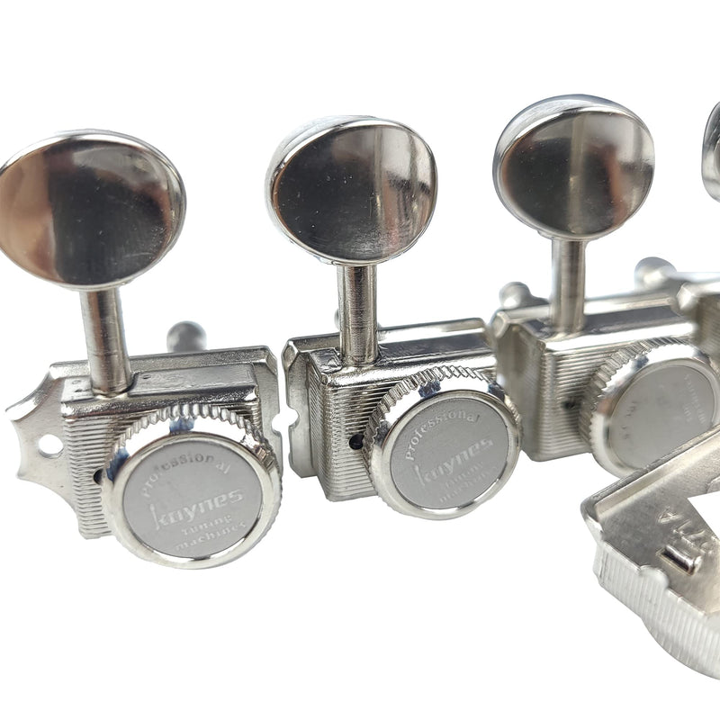 Kaynes 6 In line Guitar Locking Tuners – Nickel Silver Vintage Lock String Tuning Keys Pegs Machine Heads Tuners for Telecaster Tele Stratocaster Strat ST TL Style Electric or Acoustic Guitar