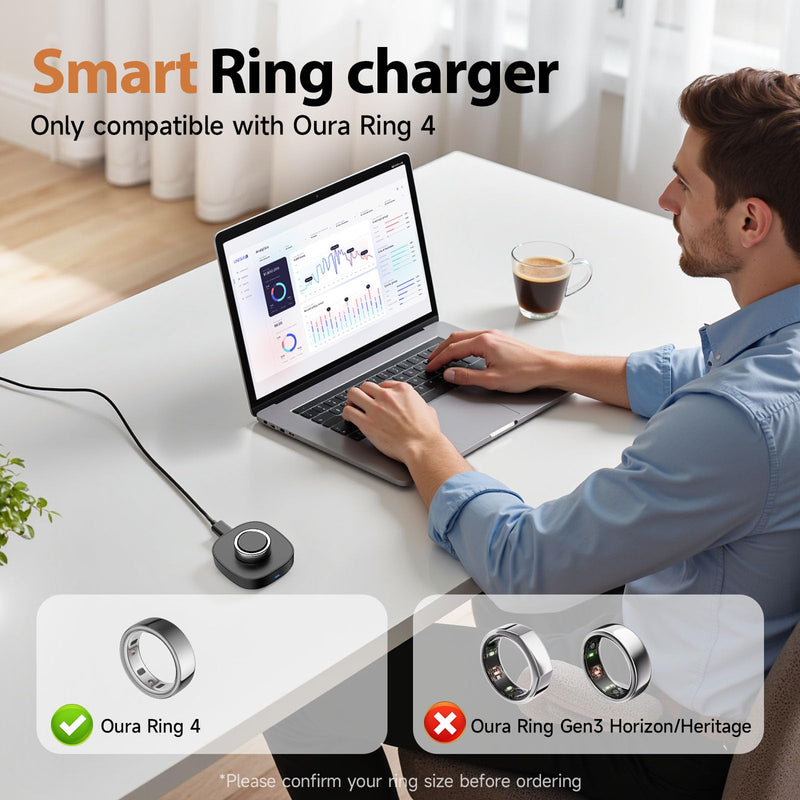 Compatible with Ring Gen 4 Size 7 Charger,Fast Charging Dock and USB-C Cable - Our Rin 4 Must-Haves for Users (Black, Size 7)