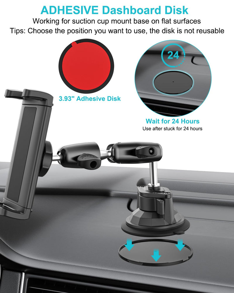 Pilot Phone Holder, Aviation Window Phone Mount, Ultra Suction Cup | 360° Metal Arm Airplane Windshield Cellphone Mount, Aircraft Cockpit Stand for iPhone 17 16 15 Pro Max, iPad, 4-13" Device