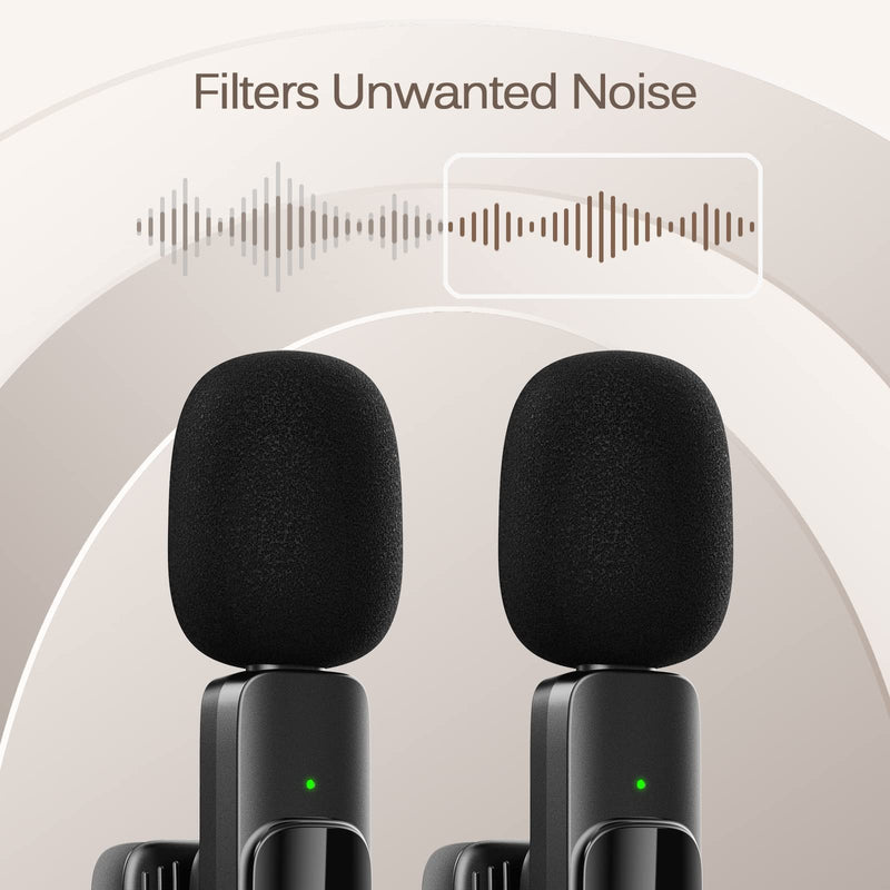 Dual Professional Wireless Lavalier Lapel Microphone for iPhone, iPad, Mini Video Recording Mic for Interview Video Podcast Vlog YouTube & Livestream, Noise Reduction, Plug & Play
