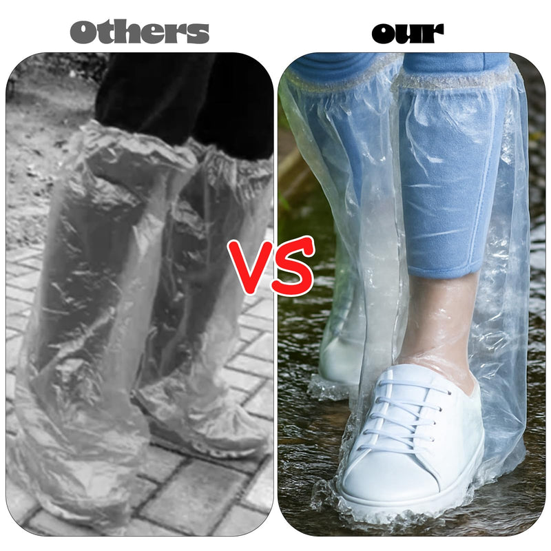 4 Pairs Disposable Boot Covers with Elastic Band, Waterproof Rain Shoe Covers, Transparent Overshoes, Waterproof, Non-Slip for Men and Women for Outdoor Camping