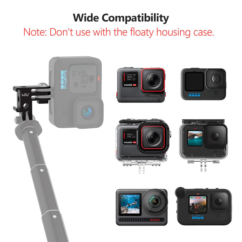 HSU Vertical Mount for GoPro, Aluminum 90 Degree Cold Shoe Direction Adapter, 1/4"-20 Screw Hole Tripod Mount for GoPro Hero 12/11/10/9/8/7/6, DJI Osmo Action 4/3 AKASO Action Camera and More