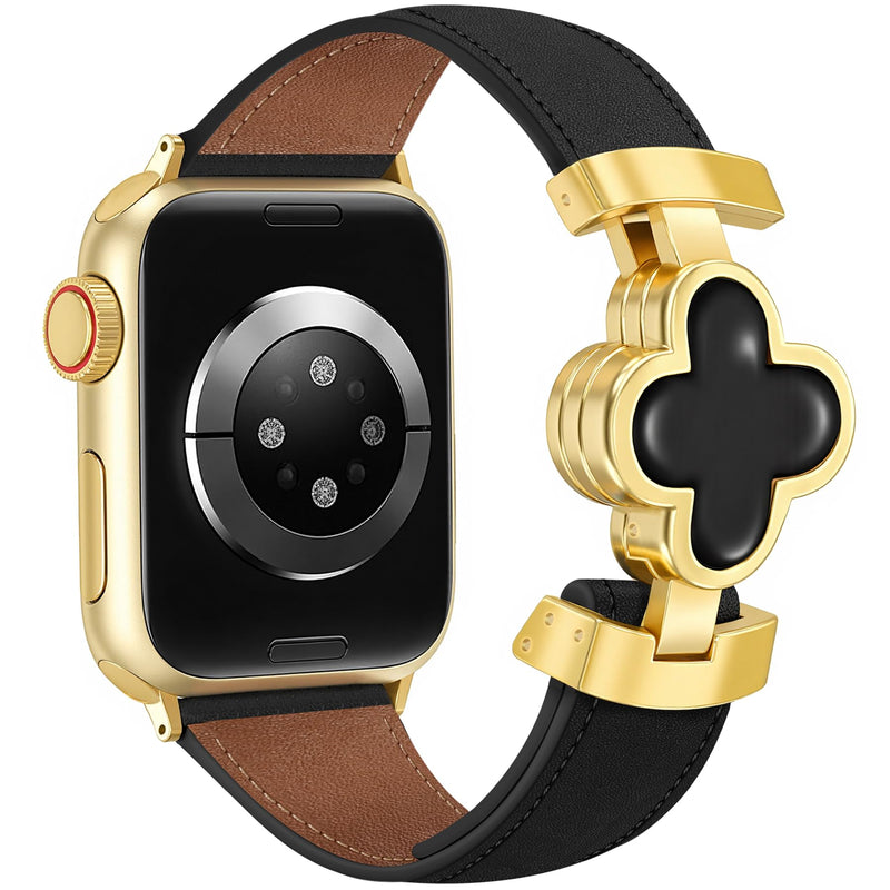 MOINSPIRE Designer Slim Leather Bands for Women Slim Band and 3Pcs 18k Golden Jewelry Set Bundle Compatible with Apple Watch 38mm 40mm 41mm 42mm 44mm 46mm 45mm 49mm for iWatch Series 11/10/9/8/7/6/5/4