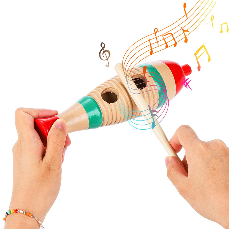 Yopay 4 Pack Guiro Instrument Fish Shaped, Latin Percussion Instrument for Kids, Colorful Wooden Musical Instruments with Rhythm Sticks for Girls, Boys, Adults, Educational Early Learning