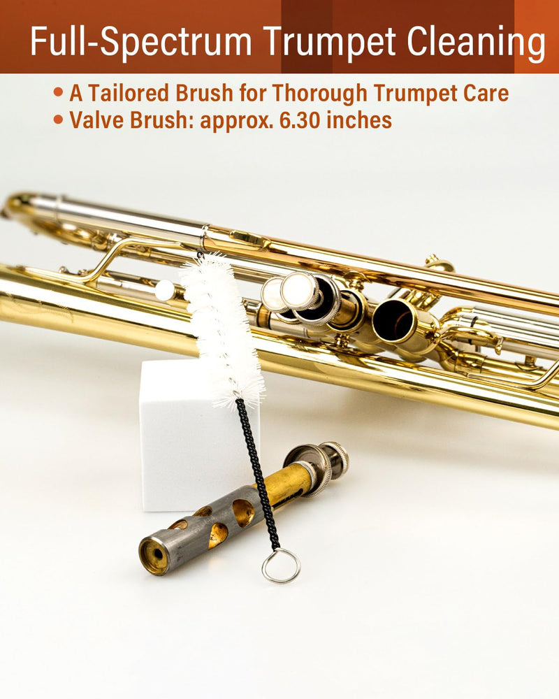 Libretto Trumpet Cleaning Brush Set with Polishing Cloth, Mouthpiece Brush, Valve Brush, Bore Brush, Microfiber Cleaning Cloth, for Trumpet, Cornet, Brass Instruments