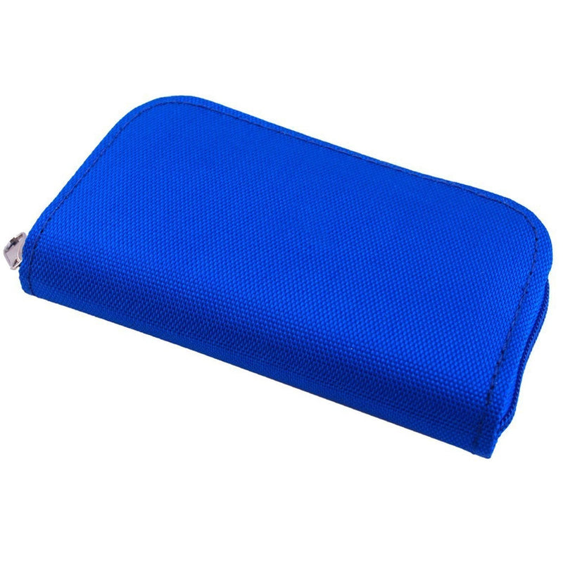 Memory Card Case - Carrying Case Suitable for Micro SD, Mini SD and 4X CF, Card Holder Bag Wallet for Media Storage Organization (Blue) Blue