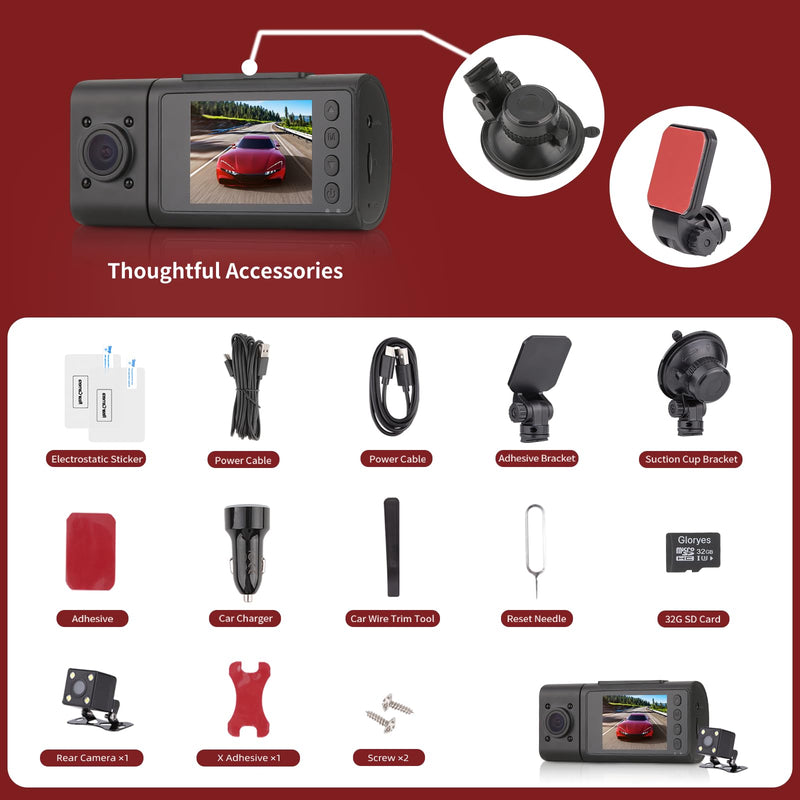 [AUSTRALIA] - 2025 Dash Cam, 3 Channel Dash Cam Front and Rear Inside, Interior Car Camera, 2.5K/1440P Single Fr,Fr+Interior, Front+Rear Dash Camera for Cars Taxi with Night Vision, Parking Monitor 1S Recording 