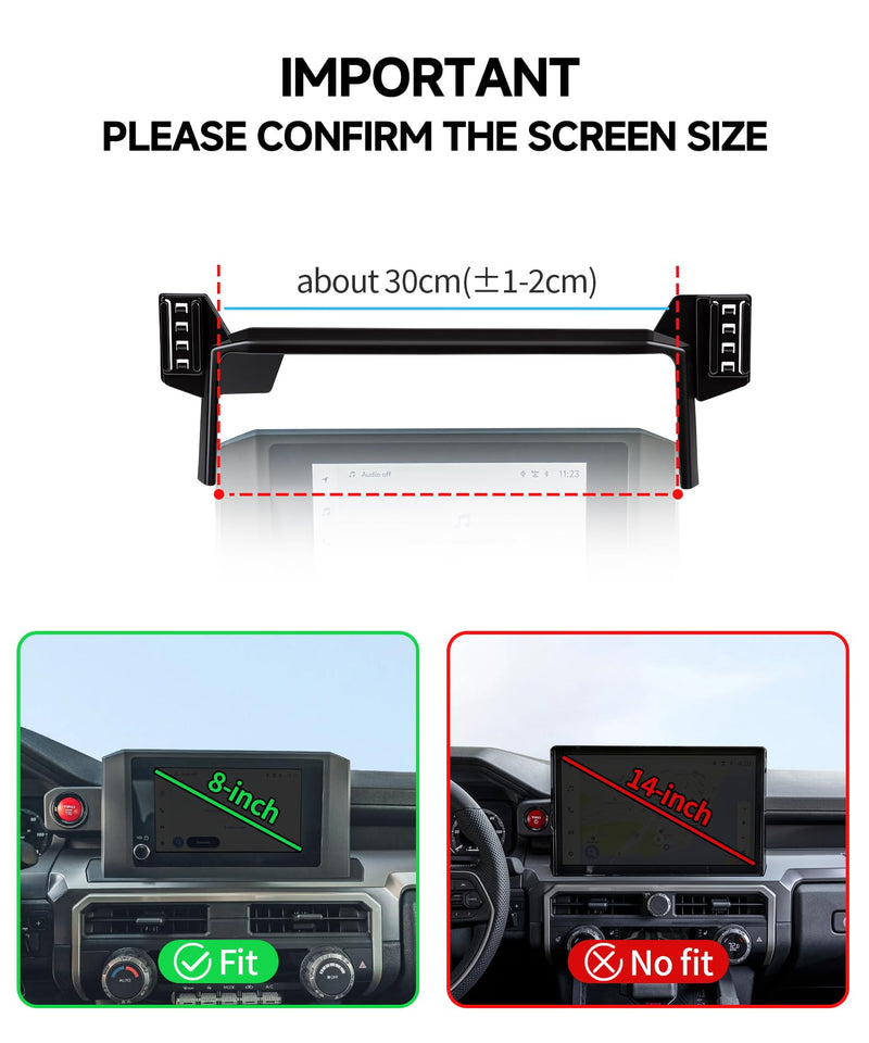 Qi2.2 25W Wireless Charger Car Phone Mount for Toyota Tacoma 2024-2026 | 4Runner 2025 2026, 8" Screen Magsafe Accessories Fast Charging Magnetic Cell Phone Holder Clip Compatible with iPhone Android