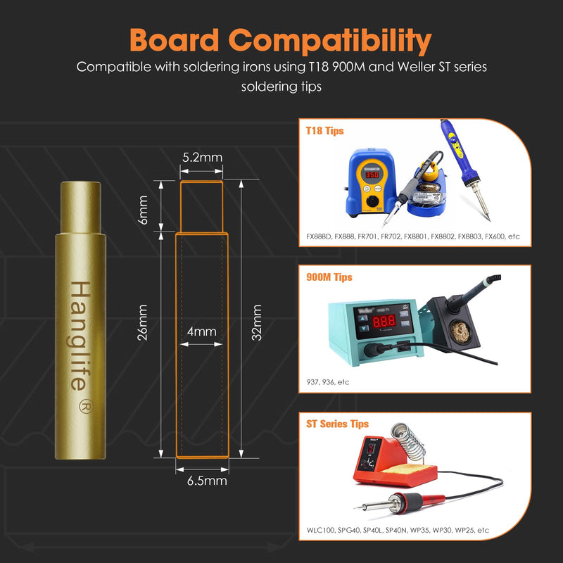 Heat-Set Insert Tips for Threaded Inserts M2 M2.5 M3 M4 M5 M6 M8, Soldering Iron Tips Compatible with Weller SP40NUS/Hakko FX-888D/900M/T18 Irons- Press Tool for Plastic 3D Printer Components Tip Change - 7 Sizes