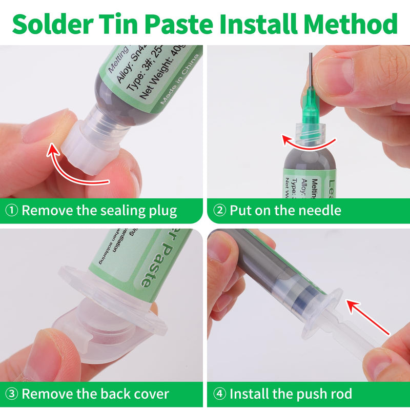 Gruiqrd Syringe Soldering Paste Flux Sn42 Bi58, Lead-Free Soldering Paste, Soldering Flux Tin Paste, Low Temperature Solder Paste 138 Degrees, for BGA LED SMD SMT Solder (1.41 oz/40 g)