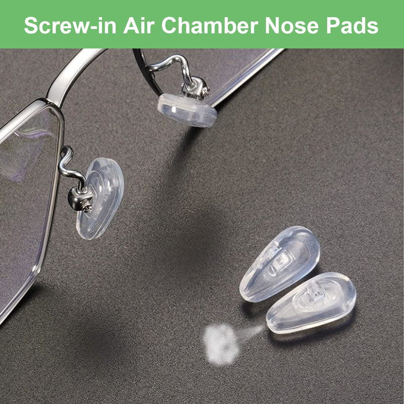 Eyeglasses Nose Pads, Upgraded Soft Silicone Air Chamber Eyeglass Nose Pads, 6 Pairs of Screw-in 15mm Glasses Nose Pad Set with Screws and Micro Screwdriver