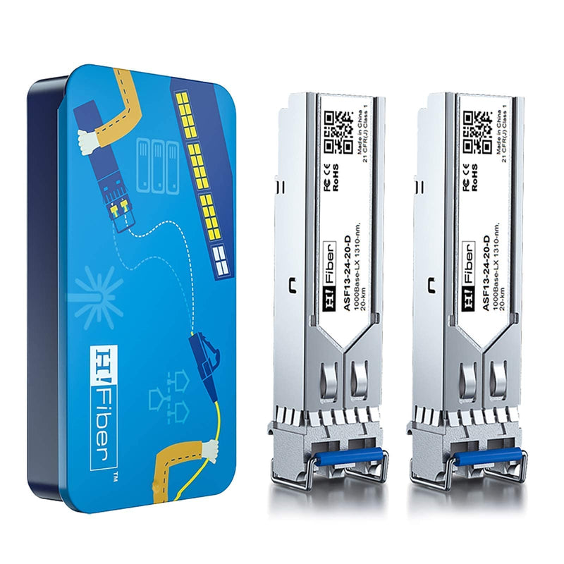 2 Pack 1.25Gb Singlemode Module with 1m OS2 LC to LC Fiber Cable, 1000BASE-LX/LH Compatible for Cisco GLC-LH-SMD, Meraki, Ubiquiti,Mikrotik, Intel, Netgear,D-Link and More