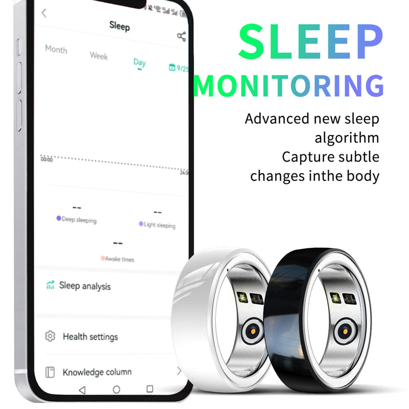 Smart Ring Health Fitness Rings Waterproof Activity Trackers Heart Rate Monitor Calorie Counter Sleep Tracker Long Battery Life Fashion Ceramic Ring for Men Women, 12, black, JYR8FS