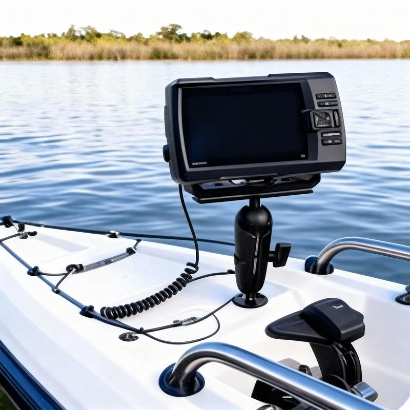 xik Aluminum Alloy Fish Finder Mount with 1.5" / C Size Ball Double Socket Arm, 5.91" Arm Marine Electronic/Depth Finder Mount for Boat, Compatible with Garmin, Lowrance, Humminbird Regular Arm Mount (with 5.91" Arm)