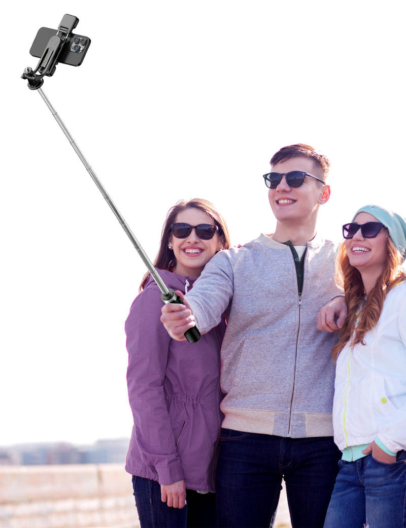 [AUSTRALIA] - 53'' Selfie Stick Tripod with Light, Extendable Selfie Stick with Remote, Portable Cell Phone Tripod Stand with All in 1 Phone Clip, Lightweight Camera Tripod Compatible with iPhone 15 14 13, Android 