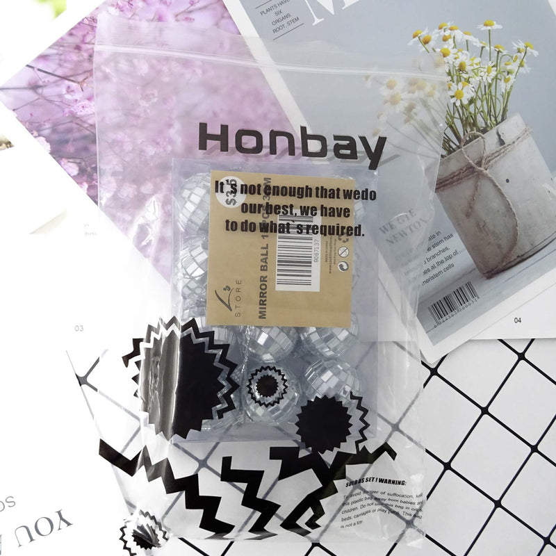 Honbay 12PCS Mirror Disco Ball Tree Ornament Decoration with Fastening Strap for Home and Party (1.1 Inch)