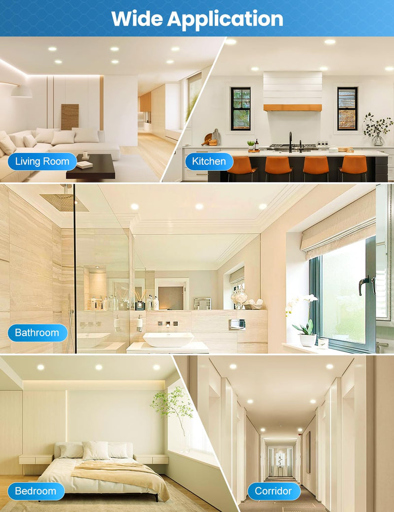 COTLEDL LED Recessed Spotlight, 230 V Flat, 10 LED Spotlights, 5 W, Neutral White, 4000 K, 68-80 mm Hole Size, IP44 Bathroom Recessed Lights, 450 LM Ceiling Spotlights for Bathroom, Living Room Neutral White 4000k Set of 10