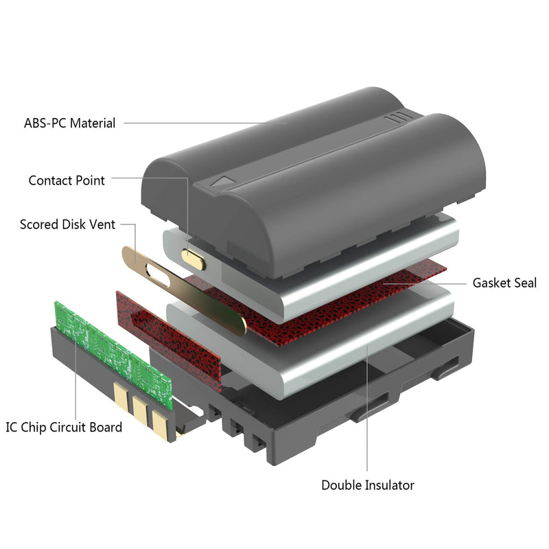 LP EN-EL3e, EL3, EL3a Battery, 2600 mAh Battery Compatible with Nikon D700, D300s, D300, D200, D100, D90, D80, D70S, D70, D50, MH-18, MH18a, MH-19, MB-D200, MB-D10