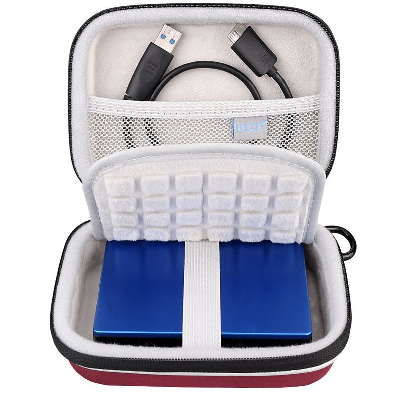 Lacdo Hard Drive Case for Seagate Portable Expansion Seagate One Touch Seagate Game Drive Seagate Backup Plus Slim Portable External Hard Drive 1TB 2TB 3TB 4TB 5TB USB 3.0 2.5 Inch Travel Bag, Red