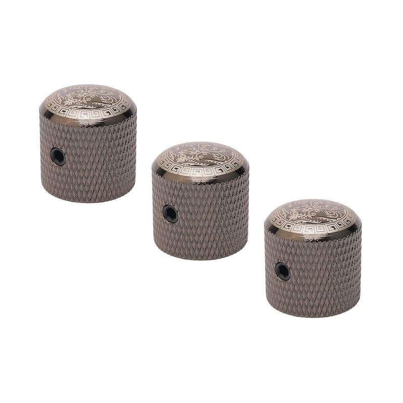 3PCS Classical Guitar Knobs Vintage-Inspired Engraved Metal Volume Tone Knobs for 6mm Shaft Pots Guitar