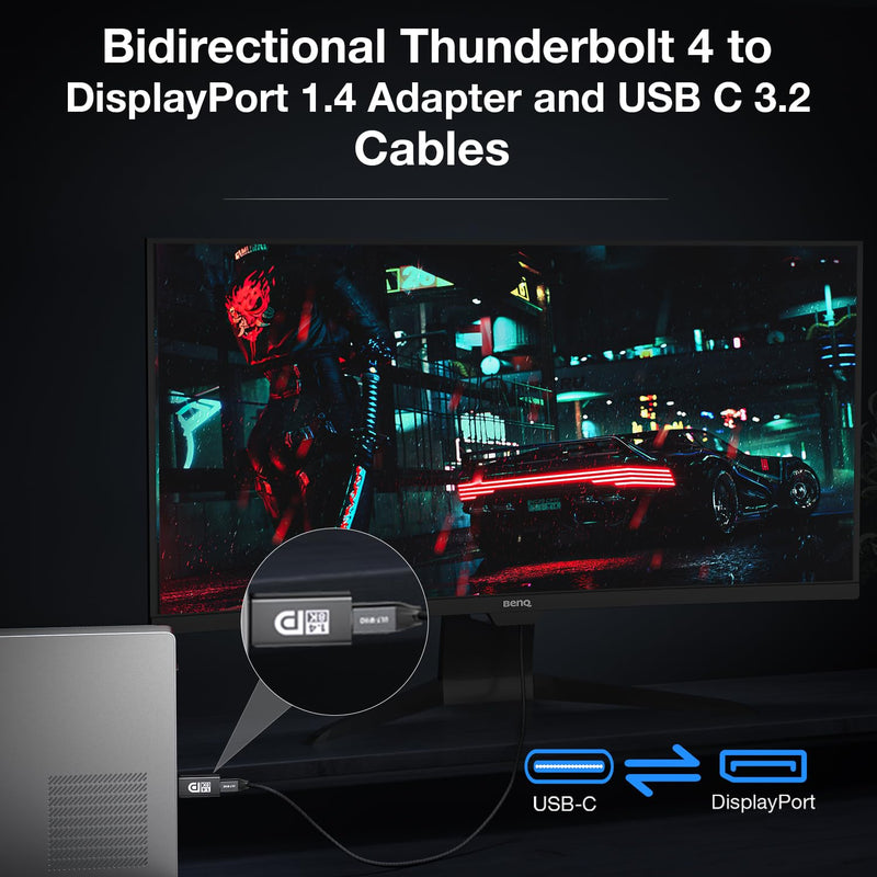 [AUSTRALIA] - 8K@60Hz USB C to DisplayPort 1.4 Adapter and USB C 3.2 Gen2x2 Cable 5FT Suit, Thunderbolt 4 and 5 to DP 1.4 Converter, Compatible with MacBook, iPhone 17/16/15, iPad Pro, S25/S24, Lenovo/HP/Dell/ASUS Adapter + USB C Cable (1.5m) 