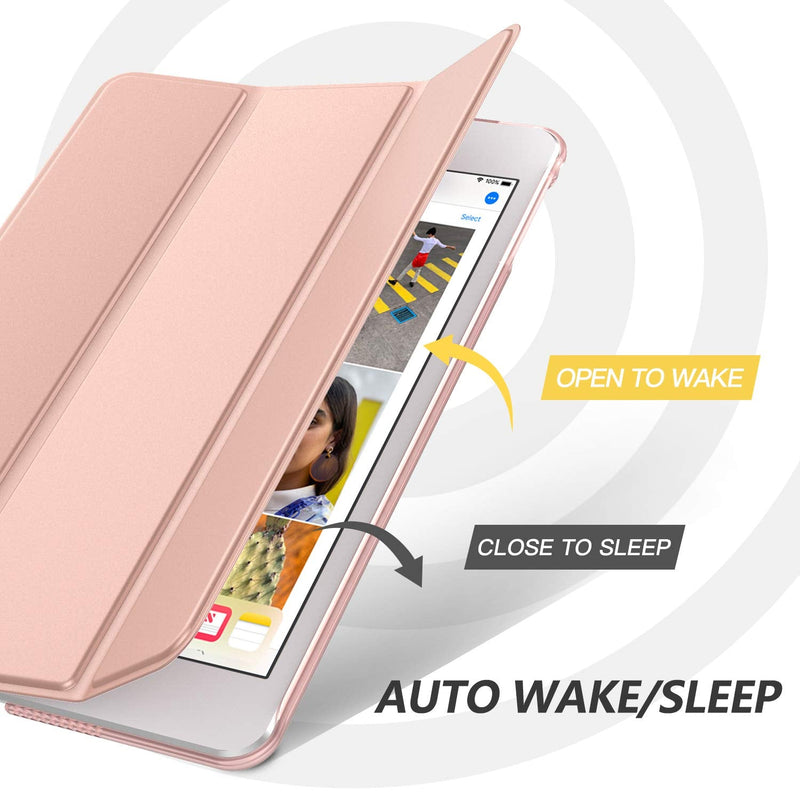 MoKo Case Fit New iPad Mini 5 2019/Mini 4 2015 (5th/4th Generation 7.9 inch), Slim Lightweight Smart Shell Stand Cover with Translucent Frosted Back Protector, with Auto Wake/Sleep,Rose Gold Rose Gold