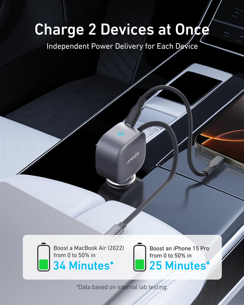Anker Retractable USB-C Car Charger Nano Magnetic Wireless Car Charger