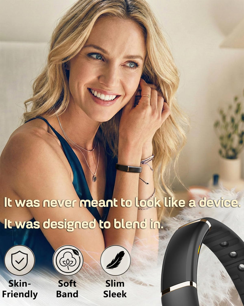 FITVII Screenless Fitness Tracker for Women Men, Health & Fitness Wearable | 24/7 Heart Rate, Blood Pressure and HRV Sleep Monitor, Subscription Free Activity Tracker for Android & iPhone Black
