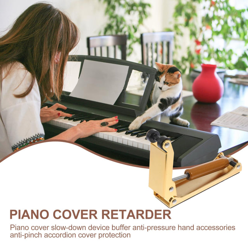 Piano Cover Buffer Device - Metal Finger Protection for 88 Key Piano Golden Slow Fall Control Bumper 9.5X7.5X2.7CM
