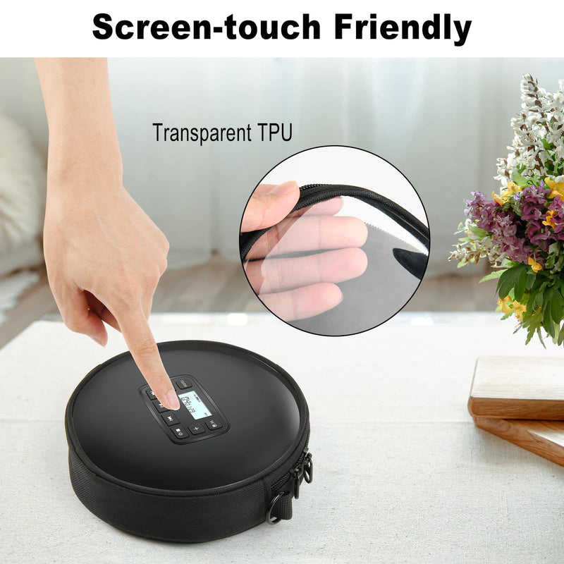 TXEsign CD Player Storage Bag, 6" Disk Case With Adjustable Shoulder Strap, Waist Band, and Transparent Window