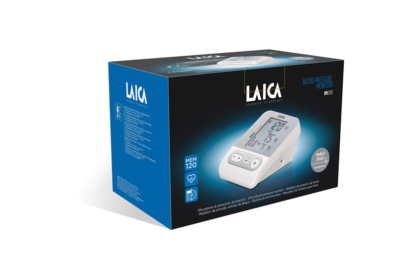 Laica BM2301 Blood Pressure Monitor Fully Automatic Upper Arm Blood Pressure Monitor White / Silver