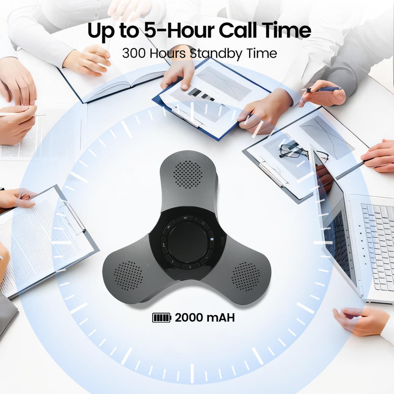Bluetooth Conference Speaker with Microphone & Premium 360° Voice Pickup，USB-C Speakerphone Home Office for Teams/Zoom,Noise Cancelling Omnidirectional Conference Room Microphone and Speaker Black